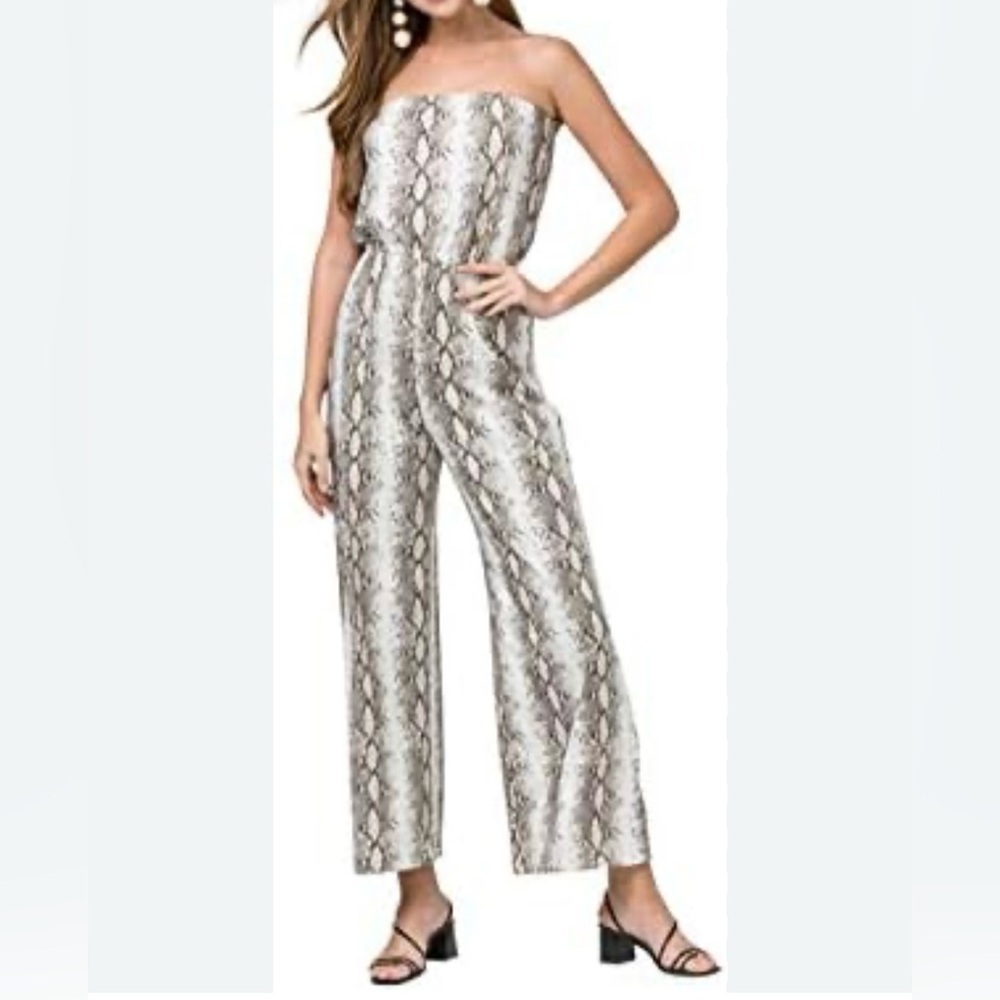 Entro snake print strapless jumpsuit women size S/M